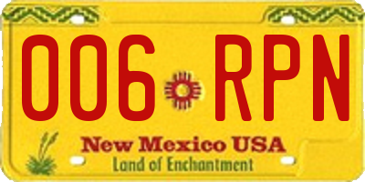 NM license plate 006RPN
