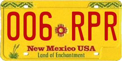 NM license plate 006RPR