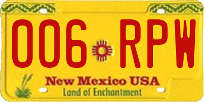 NM license plate 006RPW