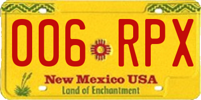 NM license plate 006RPX