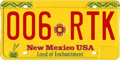 NM license plate 006RTK
