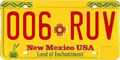 NM license plate 006RUV