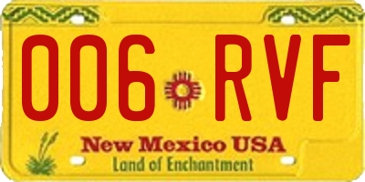 NM license plate 006RVF