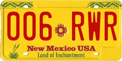 NM license plate 006RWR