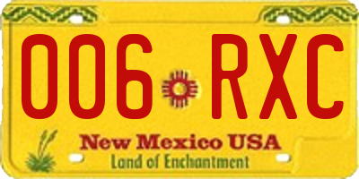 NM license plate 006RXC