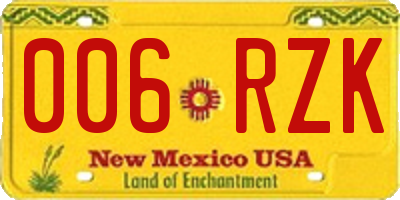 NM license plate 006RZK