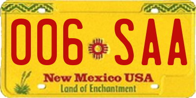 NM license plate 006SAA