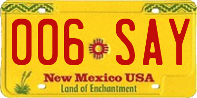 NM license plate 006SAY