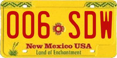 NM license plate 006SDW