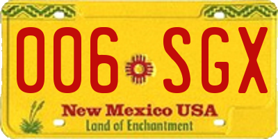 NM license plate 006SGX