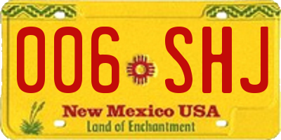 NM license plate 006SHJ