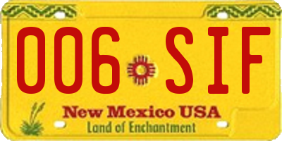 NM license plate 006SIF