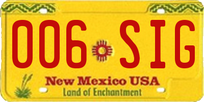 NM license plate 006SIG