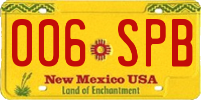 NM license plate 006SPB