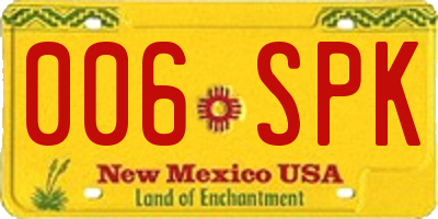 NM license plate 006SPK