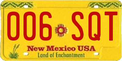 NM license plate 006SQT