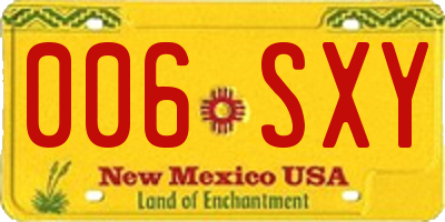 NM license plate 006SXY