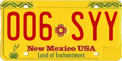 NM license plate 006SYY