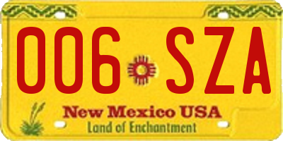 NM license plate 006SZA
