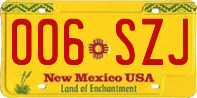 NM license plate 006SZJ