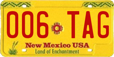 NM license plate 006TAG