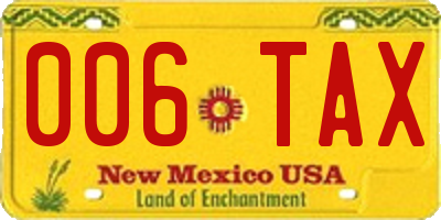 NM license plate 006TAX