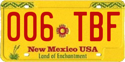 NM license plate 006TBF