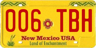 NM license plate 006TBH