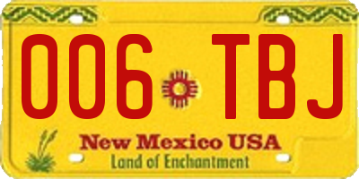 NM license plate 006TBJ