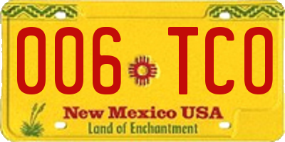 NM license plate 006TCO