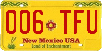 NM license plate 006TFU