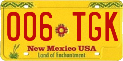 NM license plate 006TGK