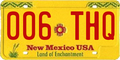NM license plate 006THQ