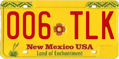 NM license plate 006TLK