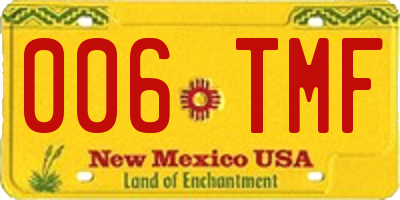 NM license plate 006TMF