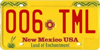NM license plate 006TML