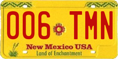 NM license plate 006TMN
