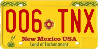 NM license plate 006TNX