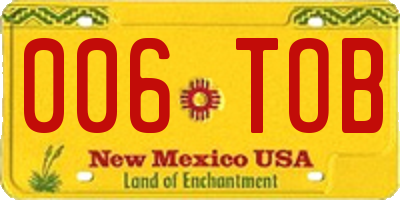 NM license plate 006TOB