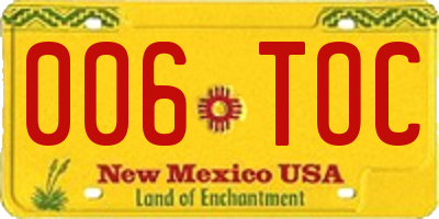 NM license plate 006TOC