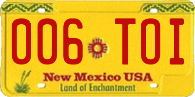NM license plate 006TOI
