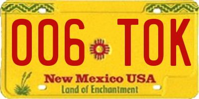 NM license plate 006TOK