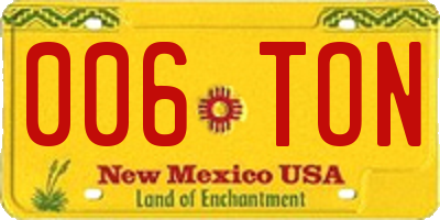 NM license plate 006TON