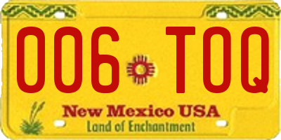 NM license plate 006TOQ