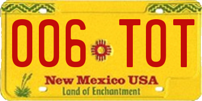 NM license plate 006TOT