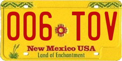 NM license plate 006TOV