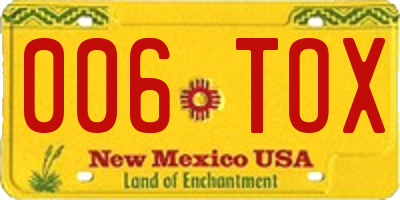 NM license plate 006TOX