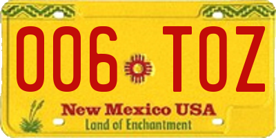 NM license plate 006TOZ
