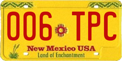 NM license plate 006TPC