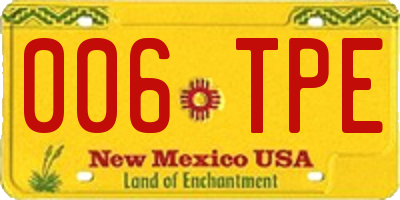 NM license plate 006TPE